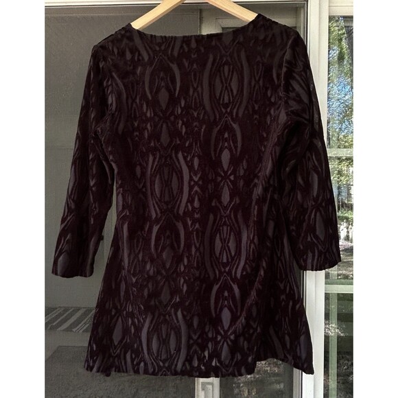 Black Velvet Burnout Tunic Top Size Small Goth Halloween Witchy Boho - Picture 6 of 6